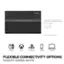 The text on the image is already grouped and correctly written. It reads: "ViewSonic c5 8do 0T DT Power via 60W two-way USB-C, power bank or adapter and outlet x2 USB-C (60W) x1 Mini HDMI x1 Audio (Out) Dual Integrated Speakers Switch Xbox PS3/4/5 Mobile Laptop FLEXIBLE CONNECTIVITY OPTIONS Supports multiple devices."