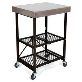 Origami - RBT Fully Stainless Steel Foldable Kitchen Cart with 4 Wheels - Black
