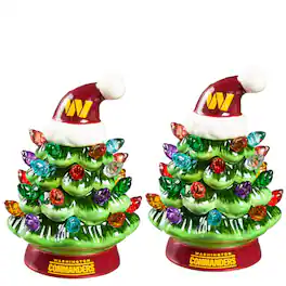 Evergreen Enterprises - Washington Commanders 2-Pack 4" Ceramic LED Christmas Tree Set - Multicolor