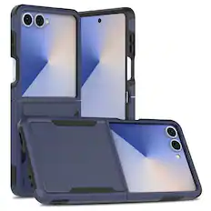 Front. Entronix - Entronix Soft-Touch Dual-Layer Case for Samsung Galaxy Z Flip 7 - Secure and Stylish Protection - Navy Blue.
