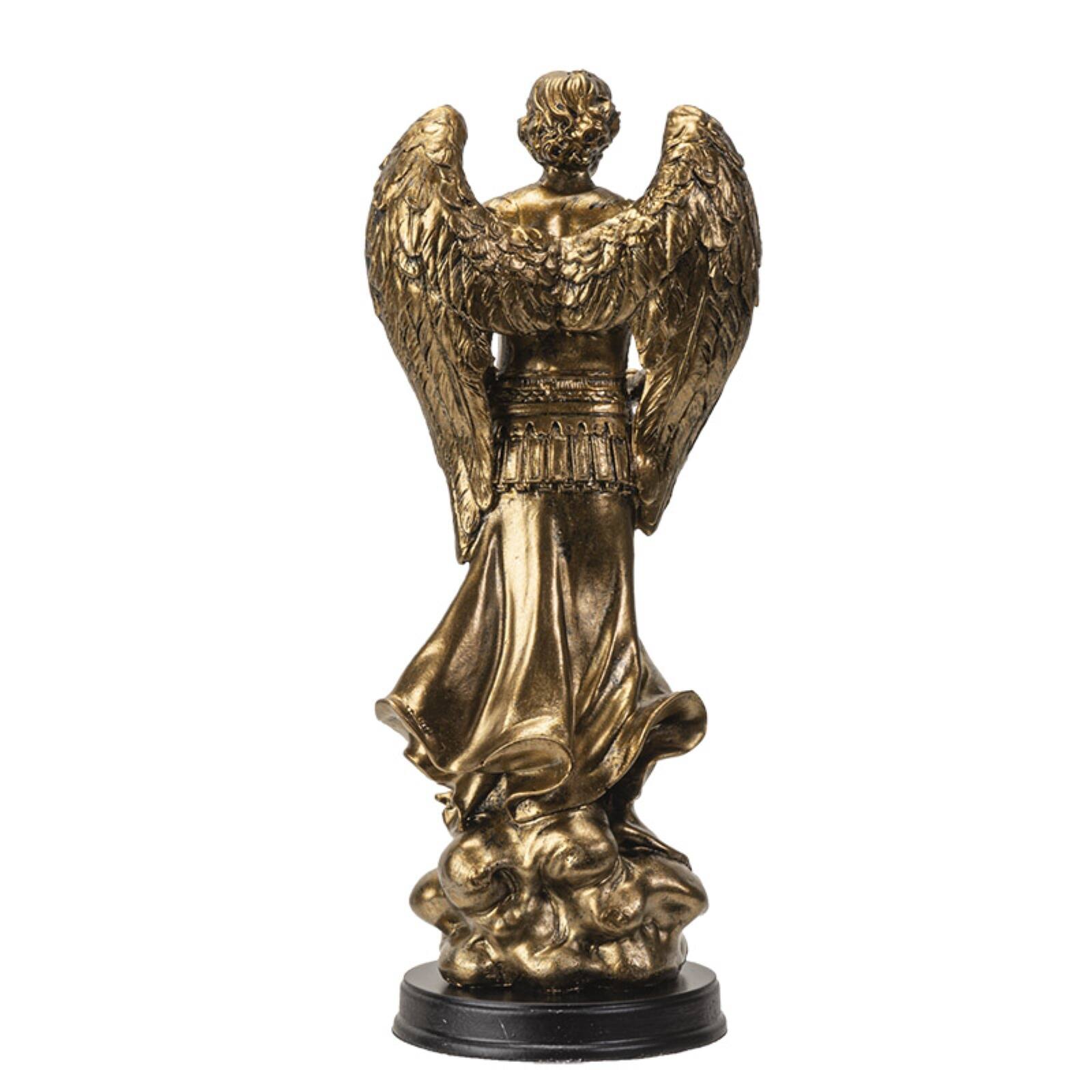 Angle. Pacific Trading - St. Gabriel Archangel Messenger from God Figurine 8 Inch Tall Wooden Base with Brass Name Plate - Bronze.