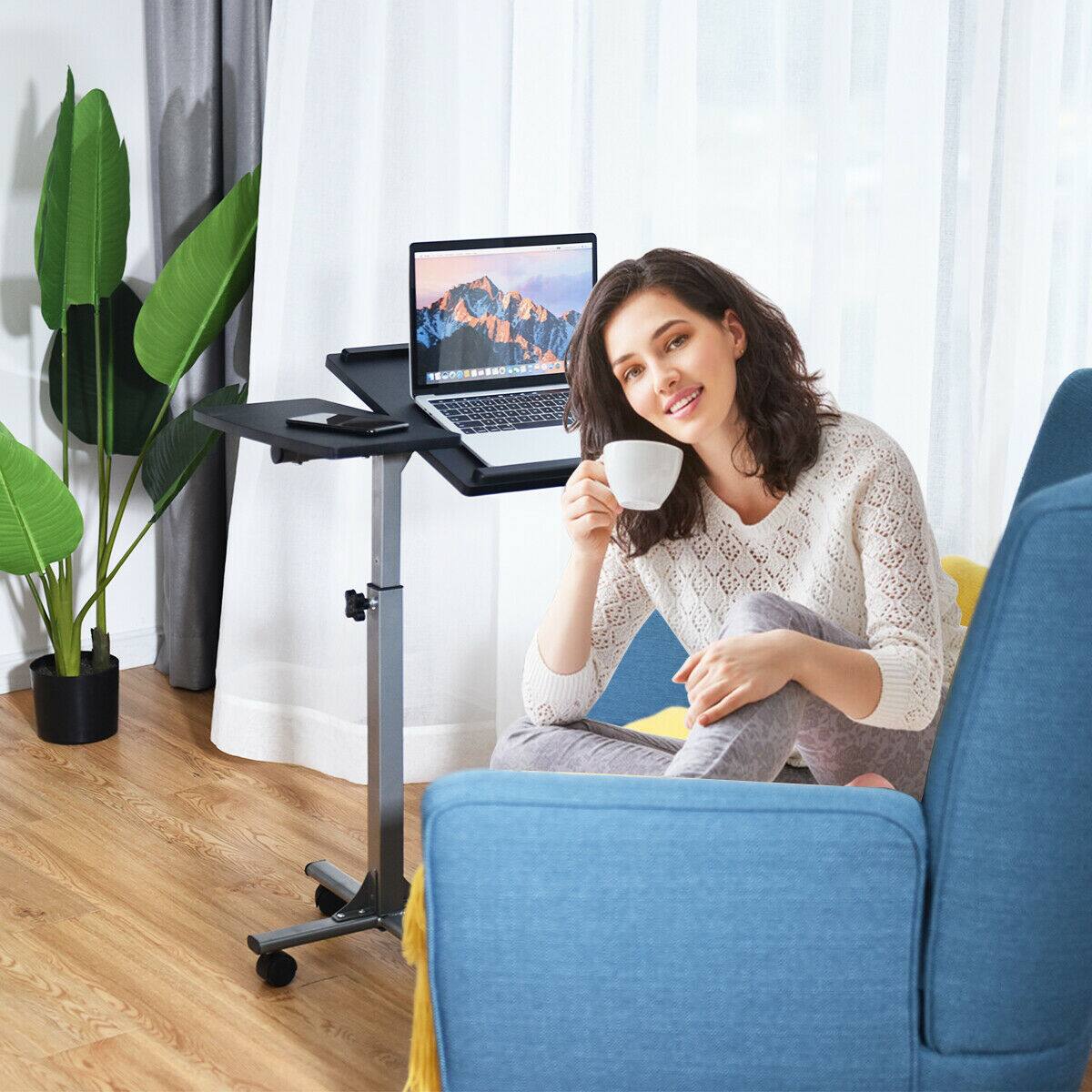 Angle. Costway - Adjustable Sit to Stand Laptop Desk - Silver/Black.