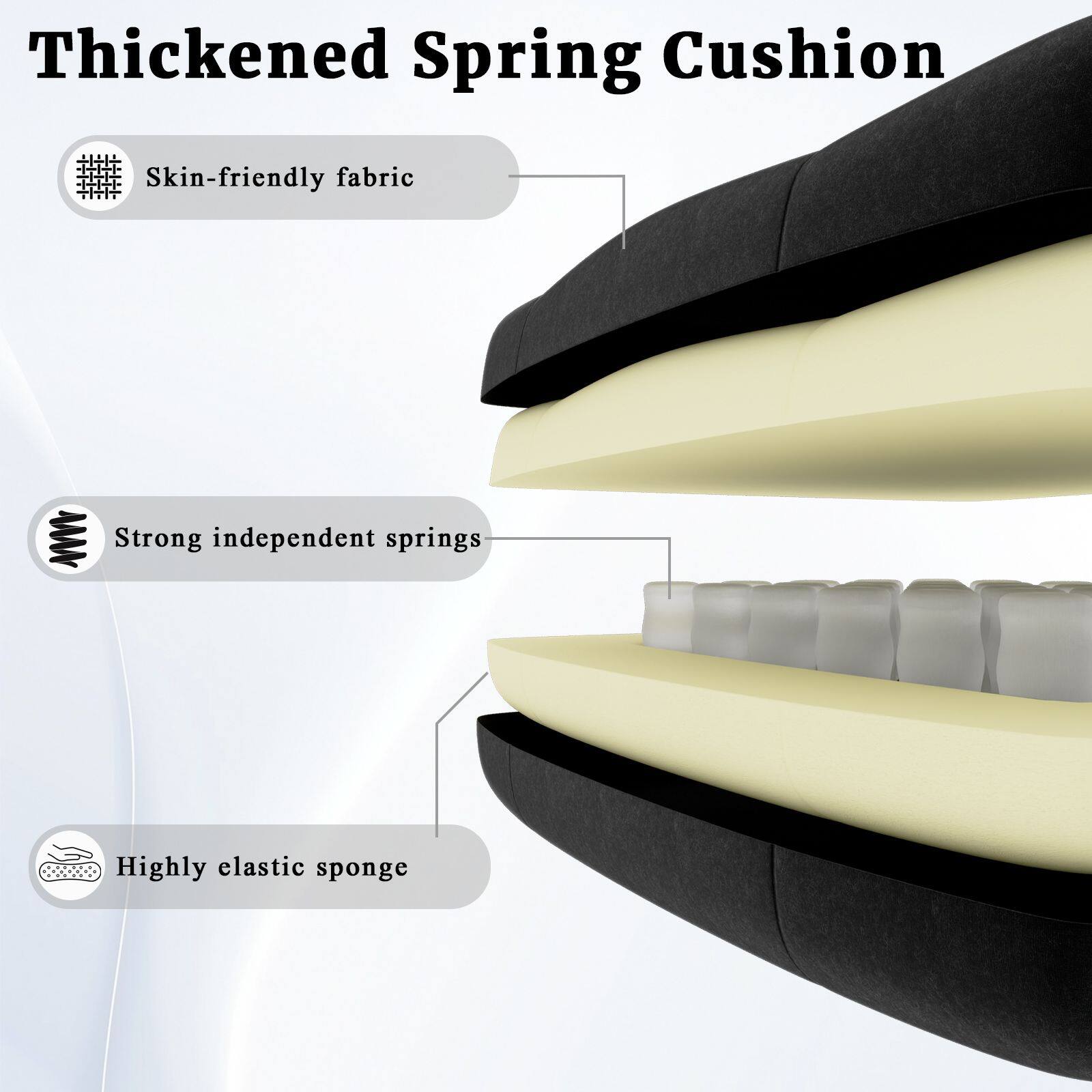 Thickened Spring Cushion

- Skin-friendly fabric
- Strong independent springs
- Highly elastic sponge