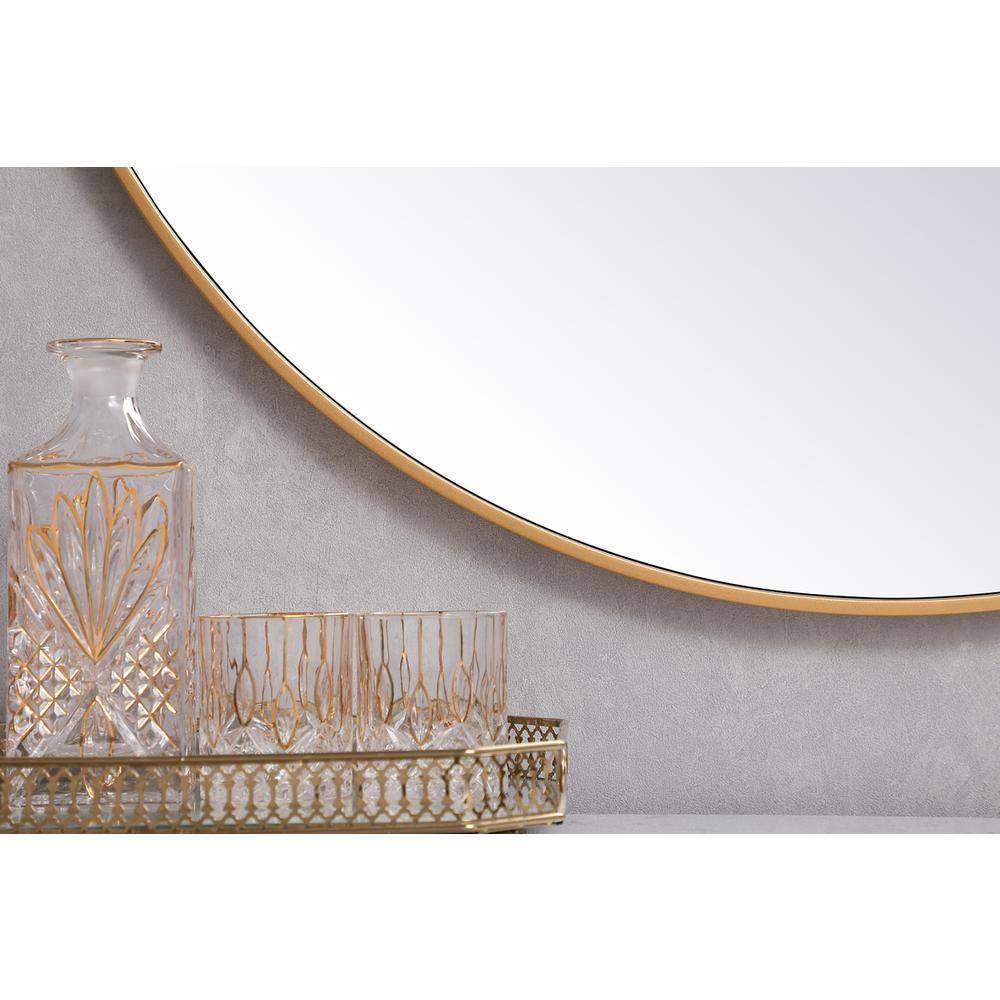 Back. Elegant Decor - Metal frame round mirror 39 inch in Brass - Brass.