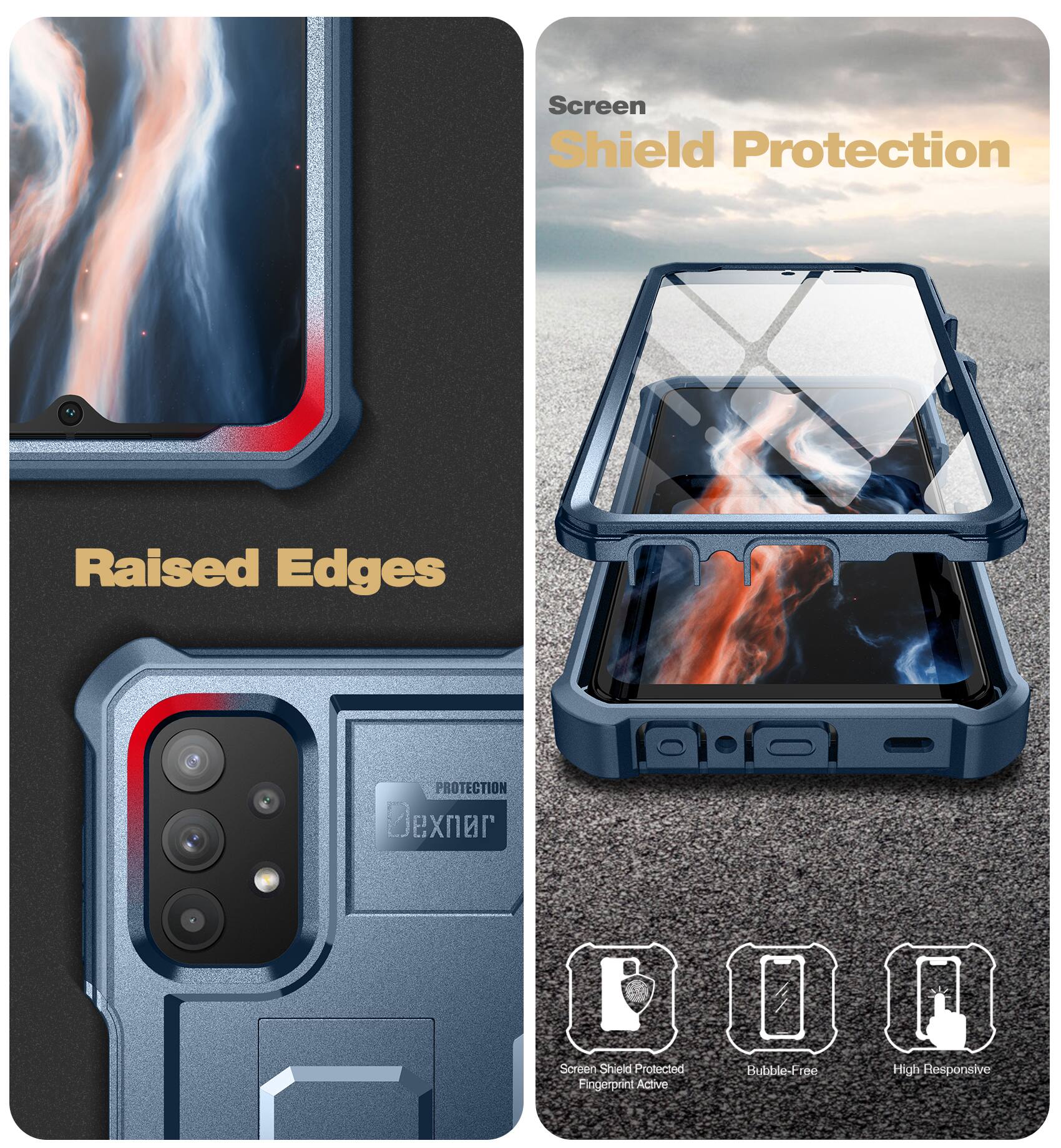 Screen Shield Protection  
Raised Edges  

Screen Shield Protected  
Fingerprint Active  
Bubble-Free  
High Responsive