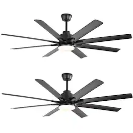 Sofucor - 52-Inch Modern Ceiling Fan with Light, Dimmable & Quiet, 3CCT, Remote, Indoor/Outdoor for Bedroom Living Room - Black - 2PCS