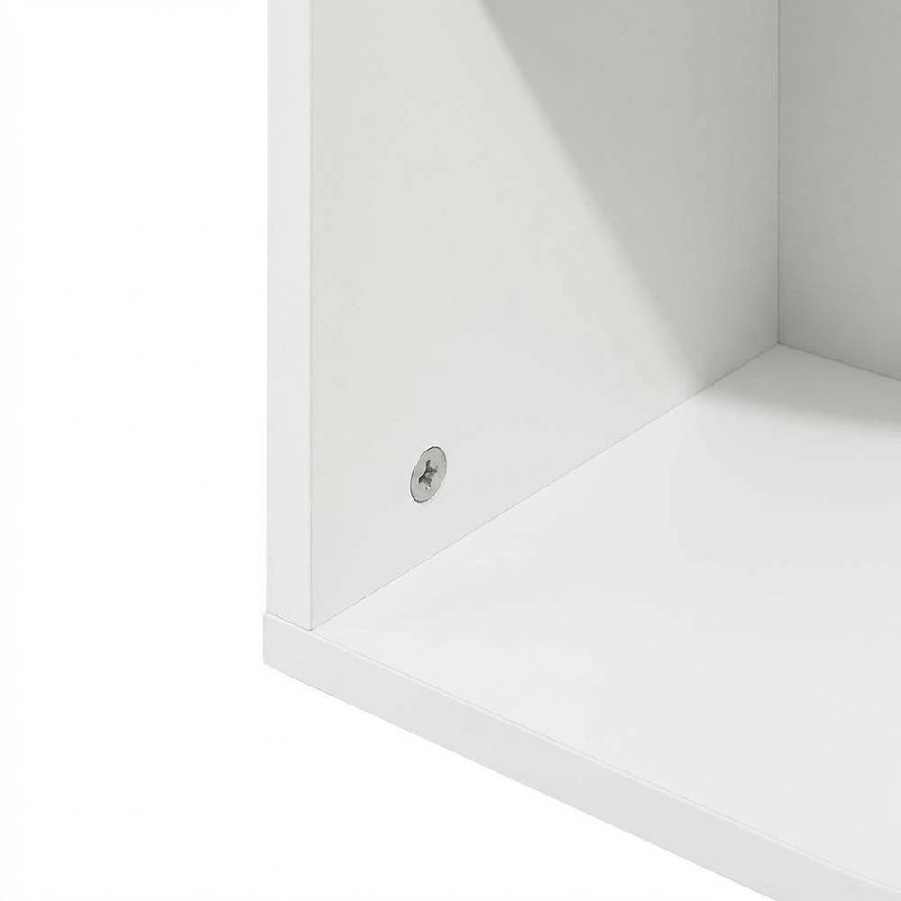 Alt View 2. FurniFact - White 3-Tier Corner Open Shelf Bookcase with Wooden Shelves - White.