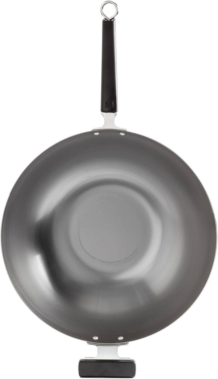 Alt View 7. Escali - Joyce Chen Professional Series 14-Inch Uncoated Carbon Steel Flat Bottom Wok with Phenolic Handles - Silver.