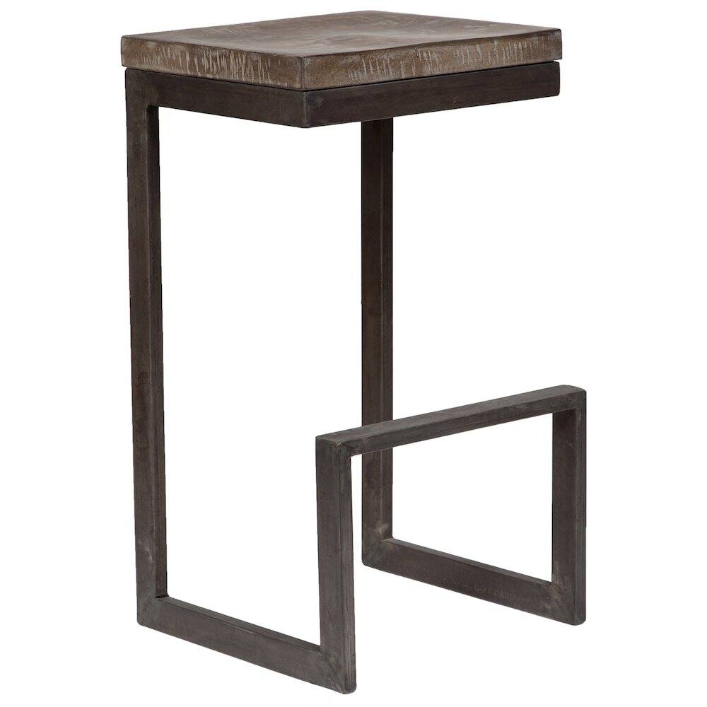 Alt View 1. Porter Designs - Cube Solid Mango Wood & Metal Bar Stool - Gray.