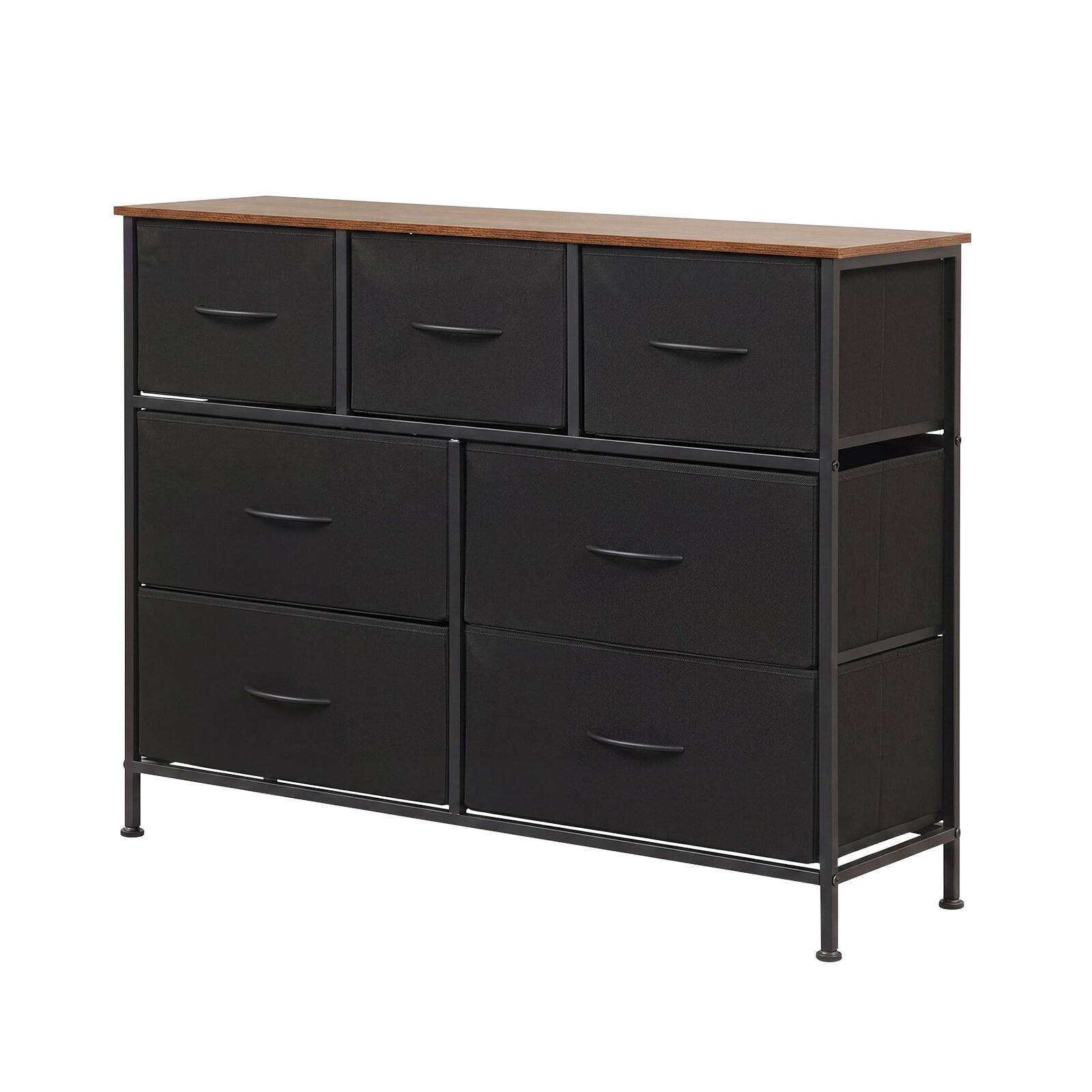 Alt View 9. Costway - Costway 7-Drawer Wide Dresser with 2-Sized Folding Fabric Drawers & 2 Anti-tipping Kits - Black.
