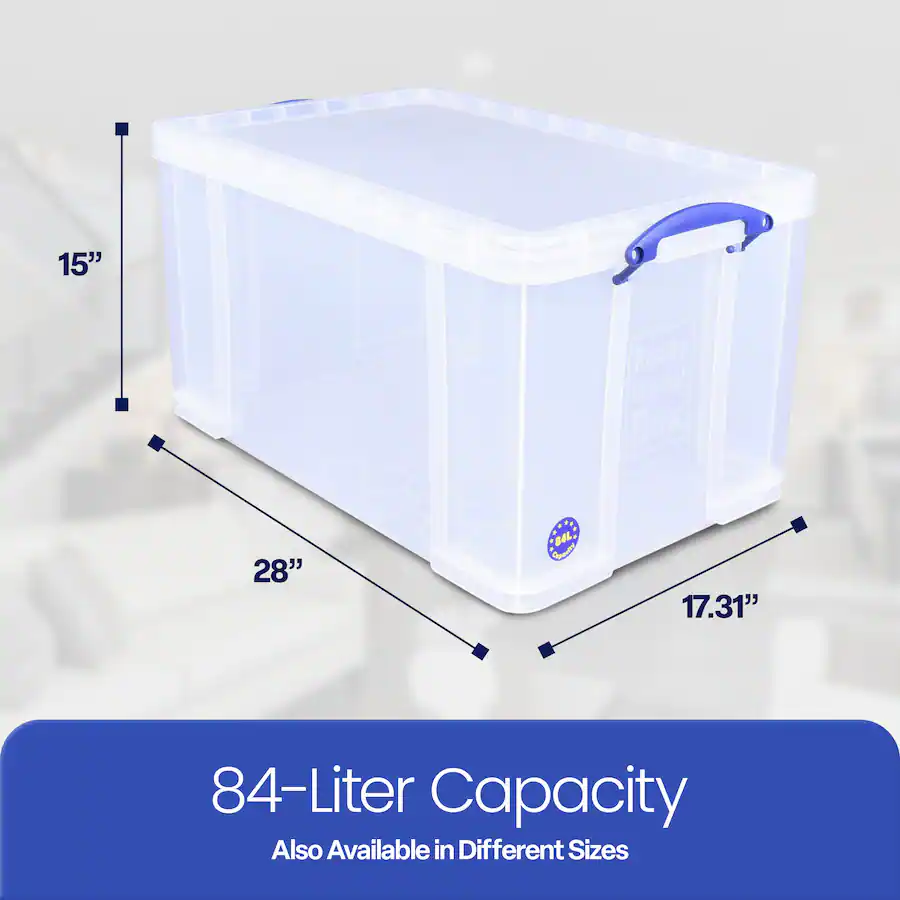 Usefull Containers Really Useful Box 84L Storage Container w/Snap Lid & Clip Lock Handle ...