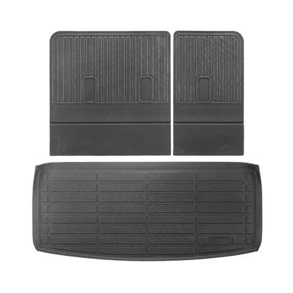 Front. VEVOR - Cargo Mats Compatible Chevrolet Tahoe & GMC Yukon 2021-2024, Custom Fit TPE Cargo Liner Set for SUVs,Trunk and Rear Back - Black.