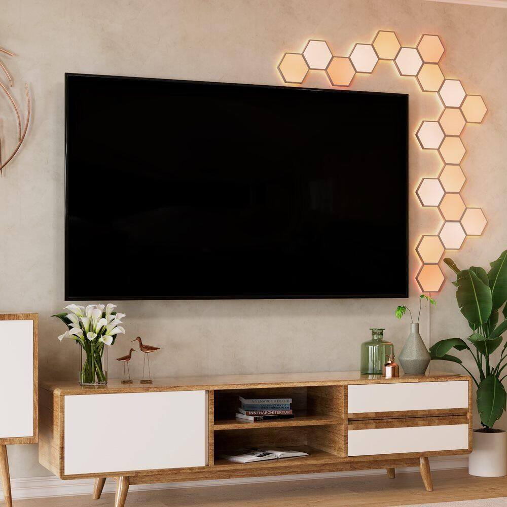 Alt View 13. GE - Cync Dynamic Effects Smart LED Hexagon Panel Lights (7 Pack) - Color Changing - Full Color.