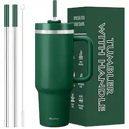 PARKER SLATER - 40oz tumbler with handle, 2-in-1 lid, double wall vacuum insulated stainless steel travel mug for drinks - Dark Green