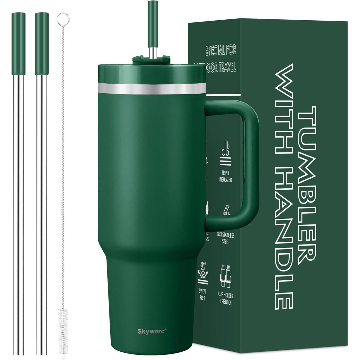 Skywerc Special for Our Travel Triple Insulated 16oz Stainless Steel Sweat-Free Tumbler with Handle