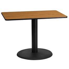 Flash Furniture - Graniss 24'' x 42'' Rectangular Laminate Table Top with 24'' Round Table Height Base - Natural