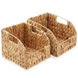 Casafield - 2pk Water Hyacinth Kitchen Pantry Basket Bins with Handles - Natural - Hyacinth