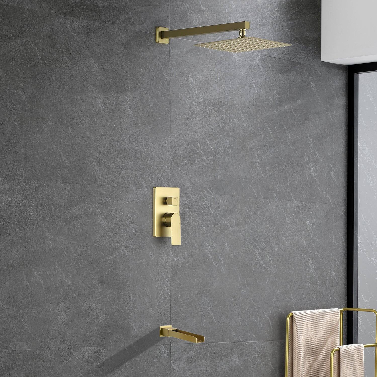 Alt View 5. Boyel Living - Brushed Gold Shower Set 10 Inch SUS304 Top Spray Waterfall Spout Dual Water Outlet - Brushed Gold.