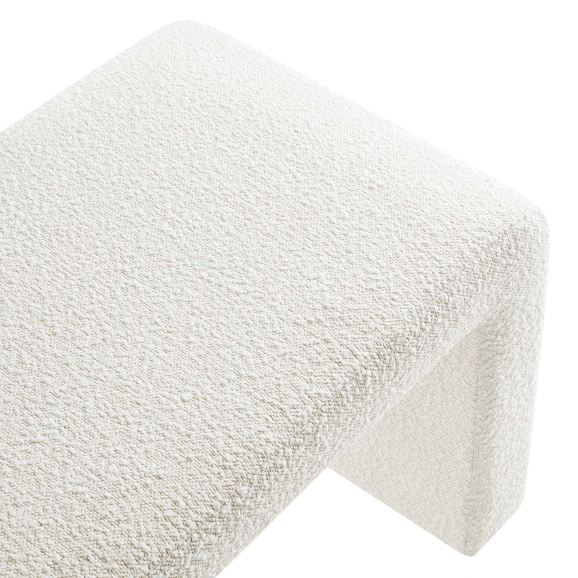 Alt View 3. Modway - Simba Boucle Fabric Waterfall Long Bench by Modway - White.
