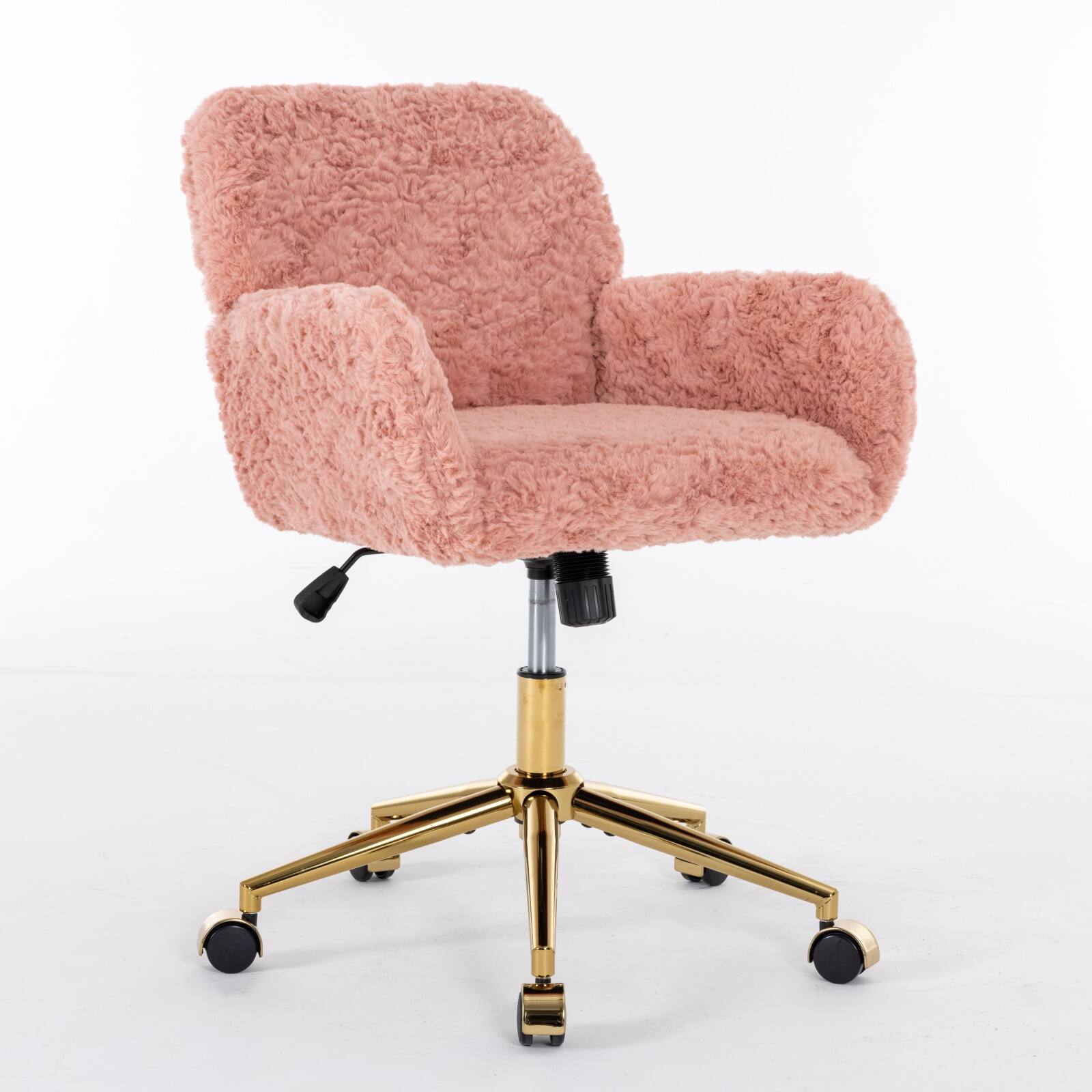 Back. GOODSILO - Premium Adjustable Swivel Office Chair with Golden Metal Base and Plush Velvet Upholstery for Home or Office Use - Pink.