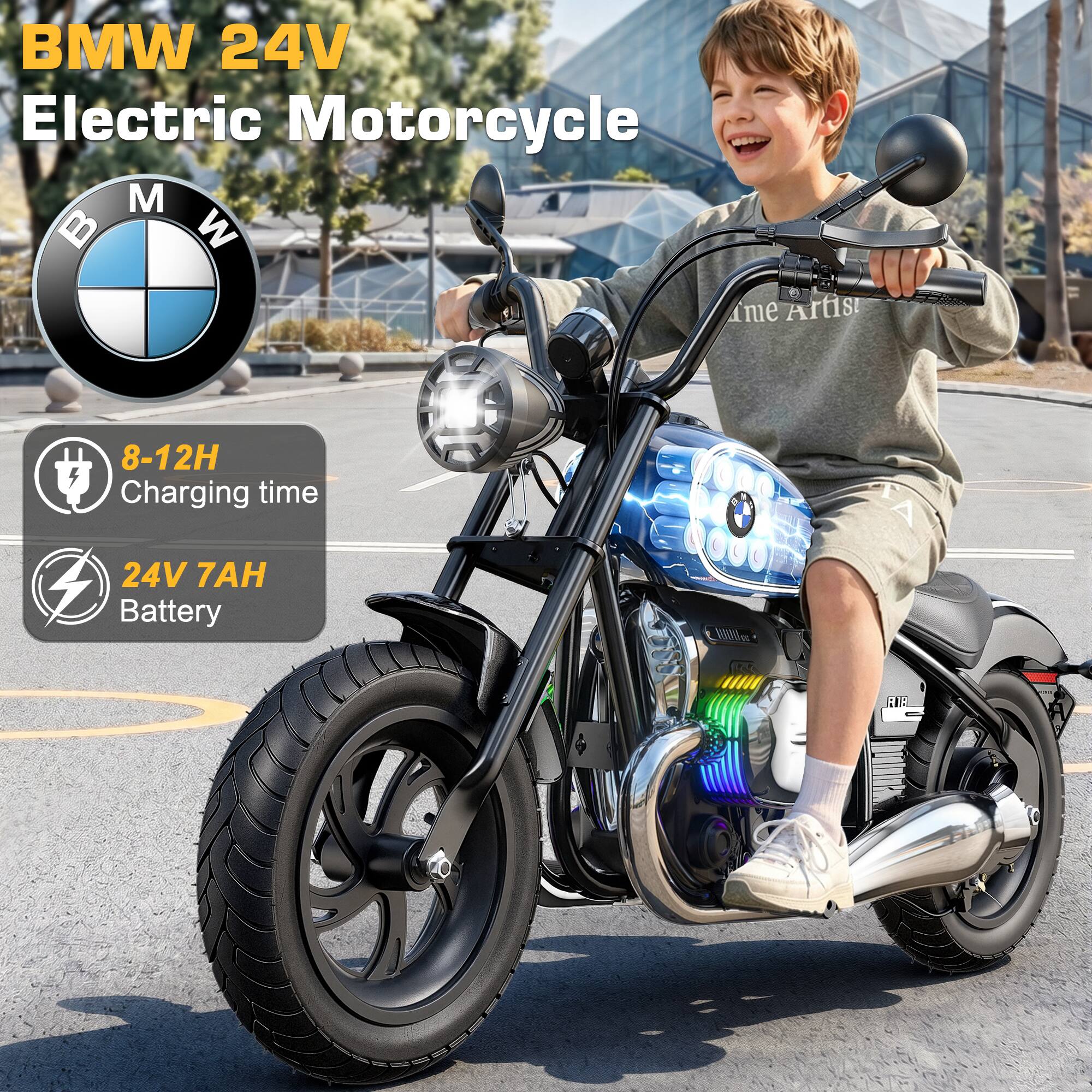 BMW 24V Electric Motorcycle  
8-12H Charging time  
24V 7AH Battery