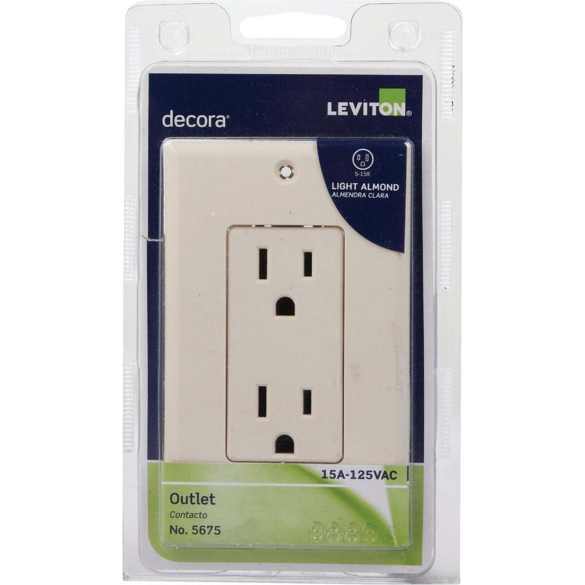 decora LEVITON 00 J . D S-158 LIGHT ALMOND ALMENDRA CLARA 15A-125VAC Outlet Contacto No. 5675 9889
