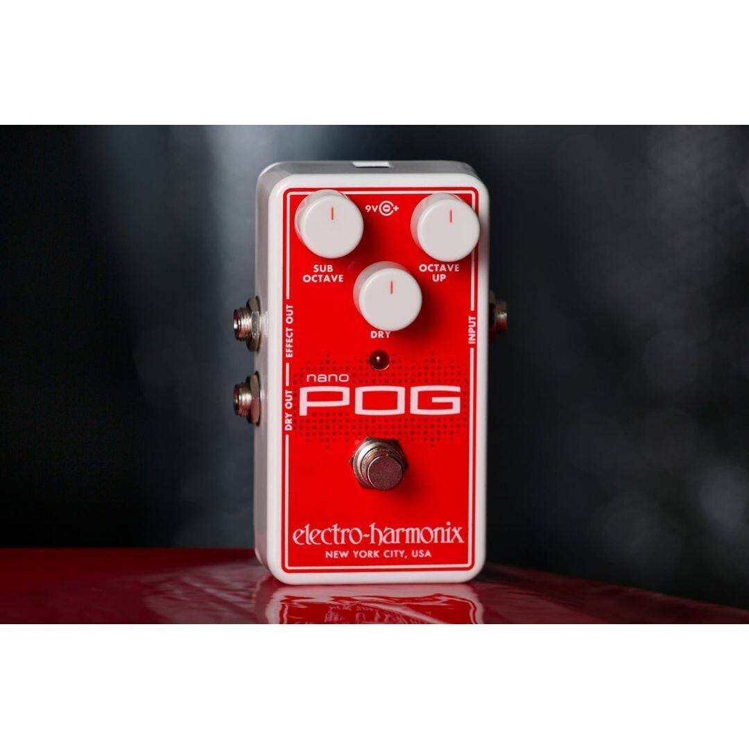 I 9V o + | SUB OCTAVE OCTAVE UP OUT EFFECT DRY INPUT | nano POG DRY electro-harmonix NEW YORK CITY, USA