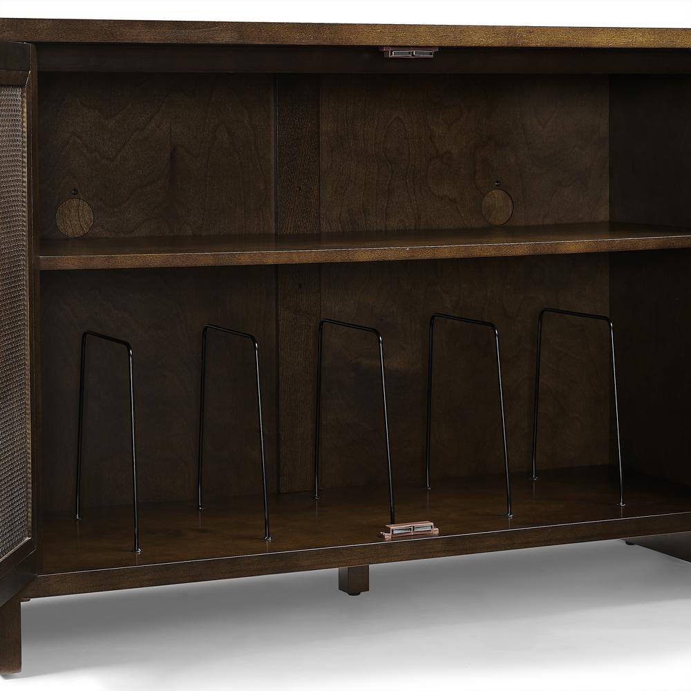 Back. Crosley Furniture - Kenji Record Player Cabinet With Vinyl Storage - Dark Brown.
