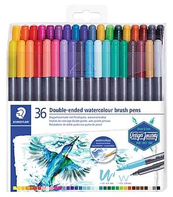 Staedtler - Washable Double-Ended Watercolor Brush Pens, Twin Tip - Assorted Colors