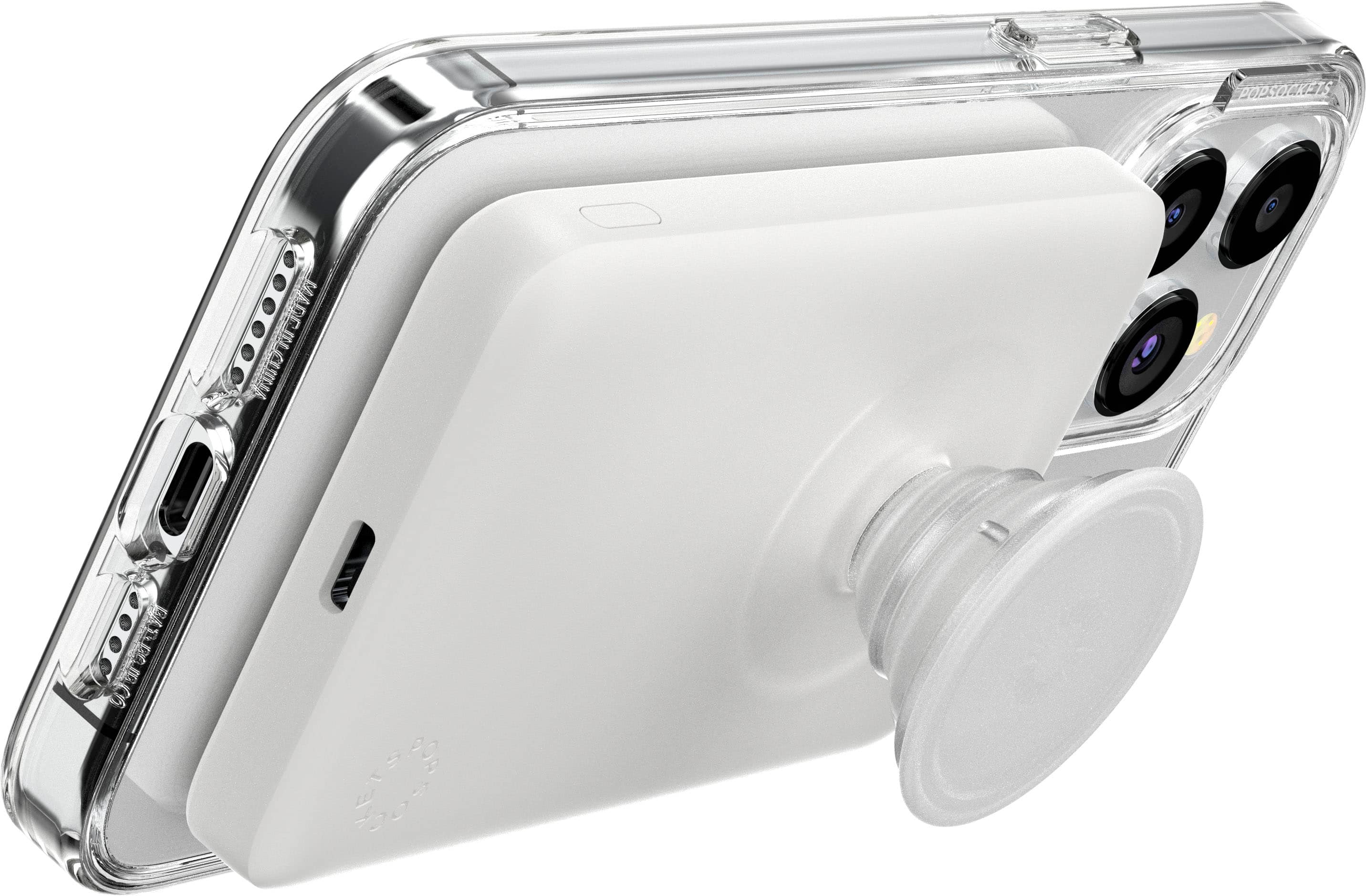 The text on the image reads "PODSOTKETS NIT/NIJOVA IM JOA CLSAR B U 3 nareattci 3 DE." This text is in a foreign language and does not provide any context or information about the image. The image features a white cell phone with a clear case on it.