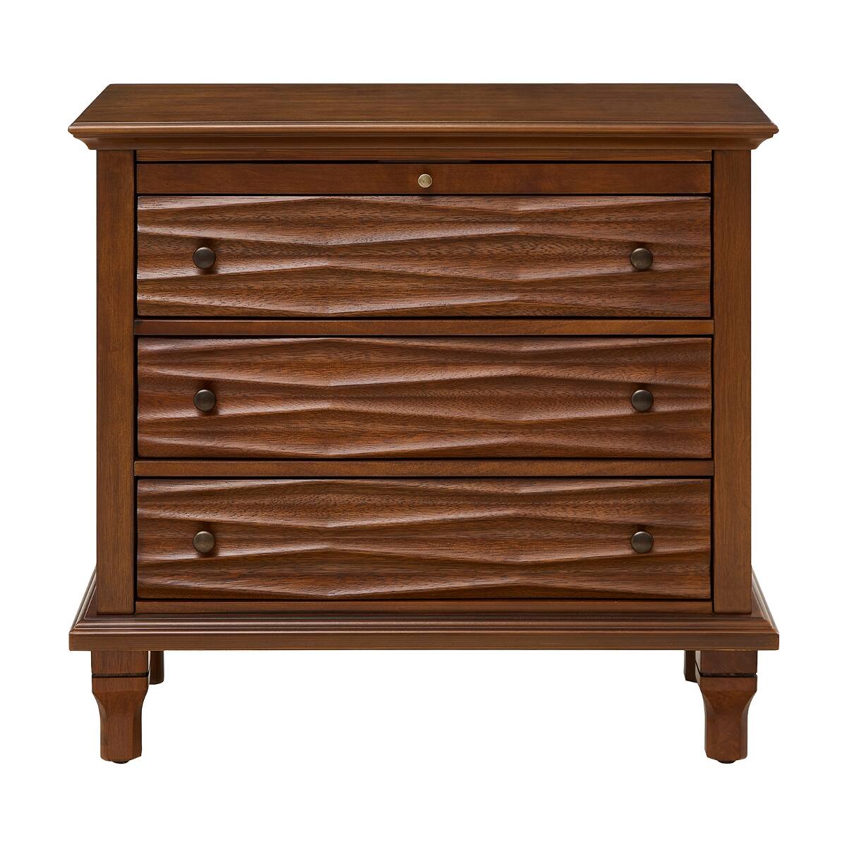 Alt View 7. Loheer - Loheer Nightstand With Charging Station, Walnut 3 Drawer Bedside Table for Bedroom - Walnut.
