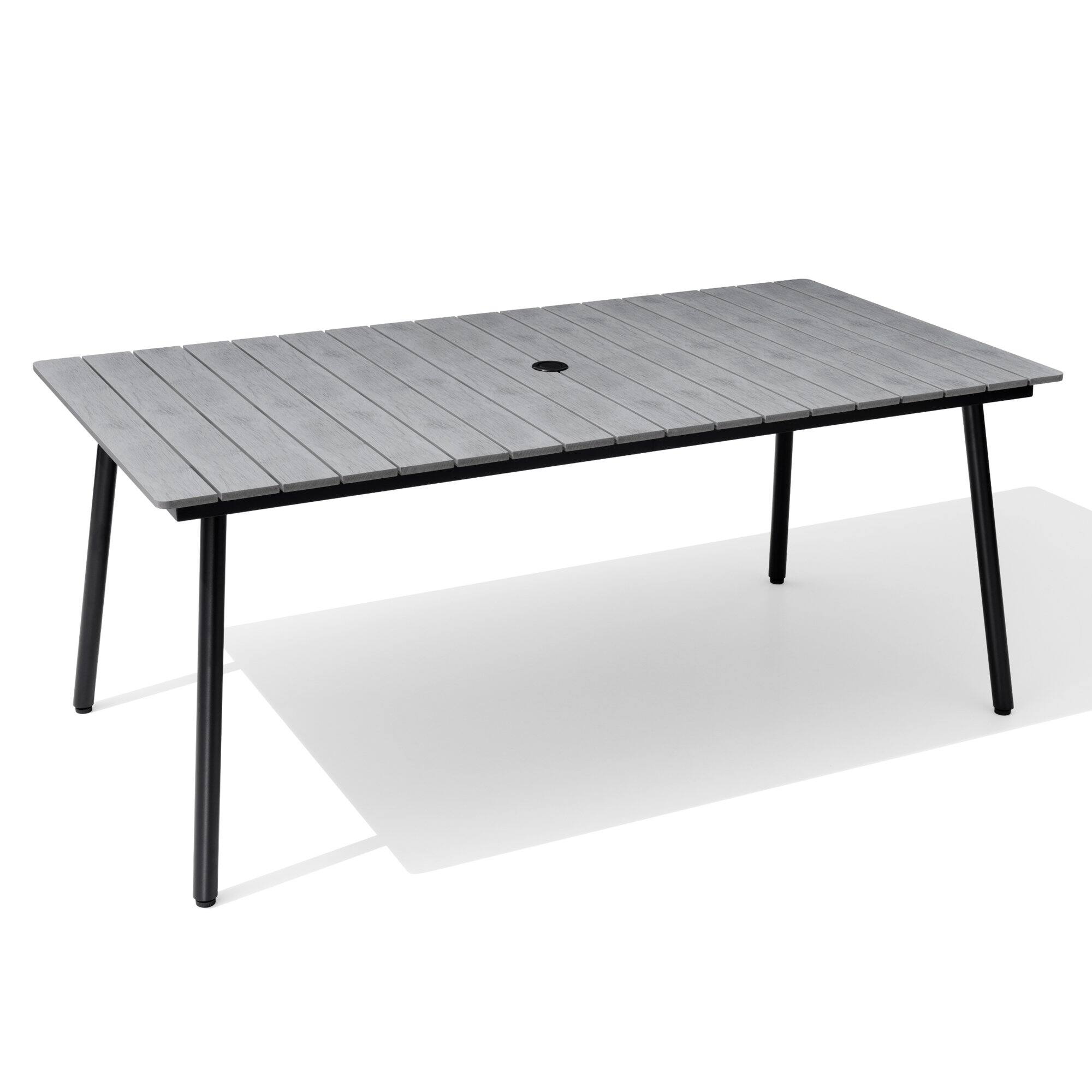 Back. Crestlive Products - Crestlive Products Outdoor Patio Dining Table with Wood-Like Top and Aluminum Frame - Gray.