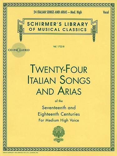 Front Standard. Hal Leonard - Italian Songs & Arias - Medium High Voice Instructional Book and CD.