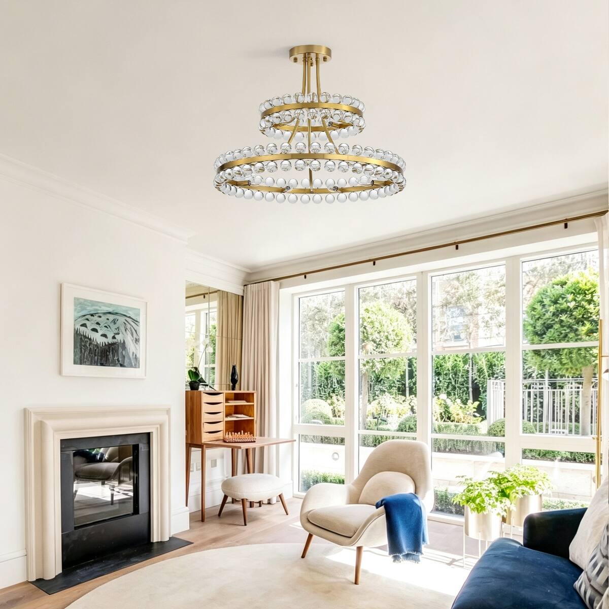 Alt View 1. Loheer - Loheer 27 Inch Crystal Ball Chandelier Bronze Modern Pendant Light for Dining Room and Living Room.