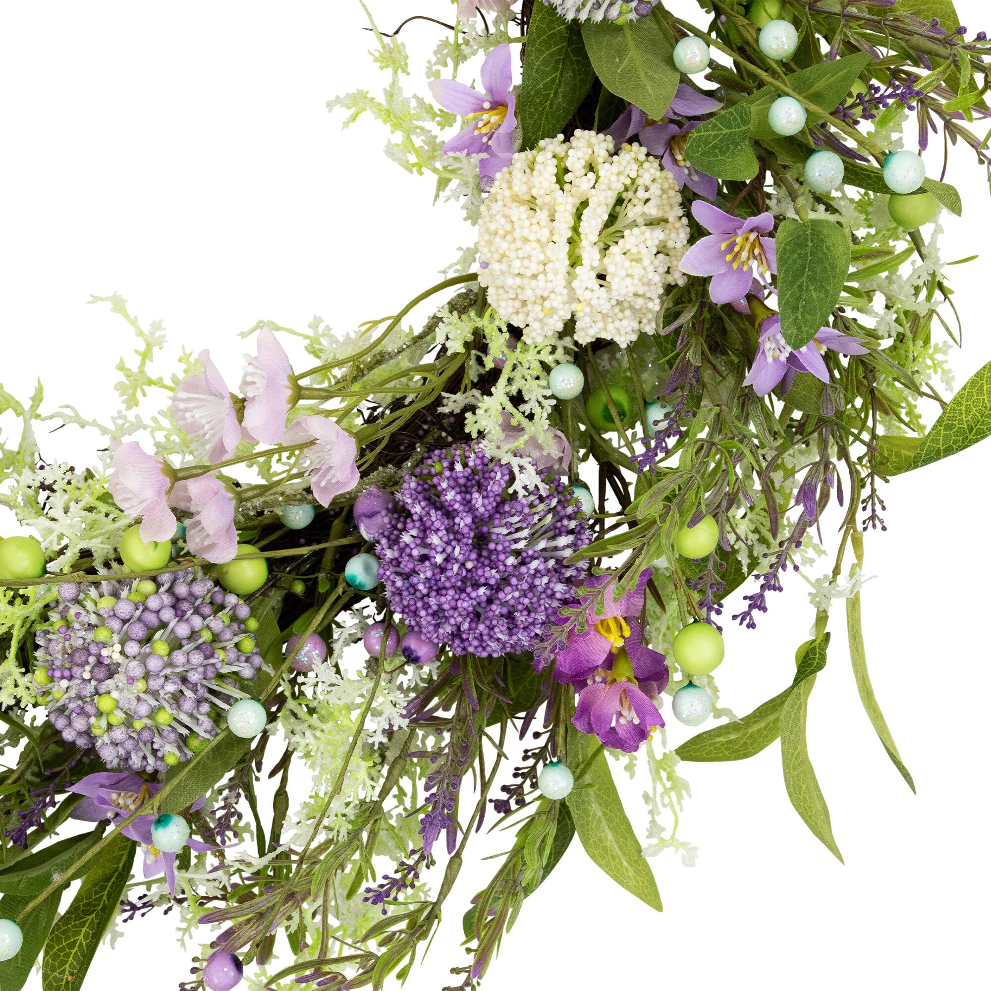 Alt View 5. Northlight - Lavender and Allium Spring Wreath - 28" - Purple - Purple.