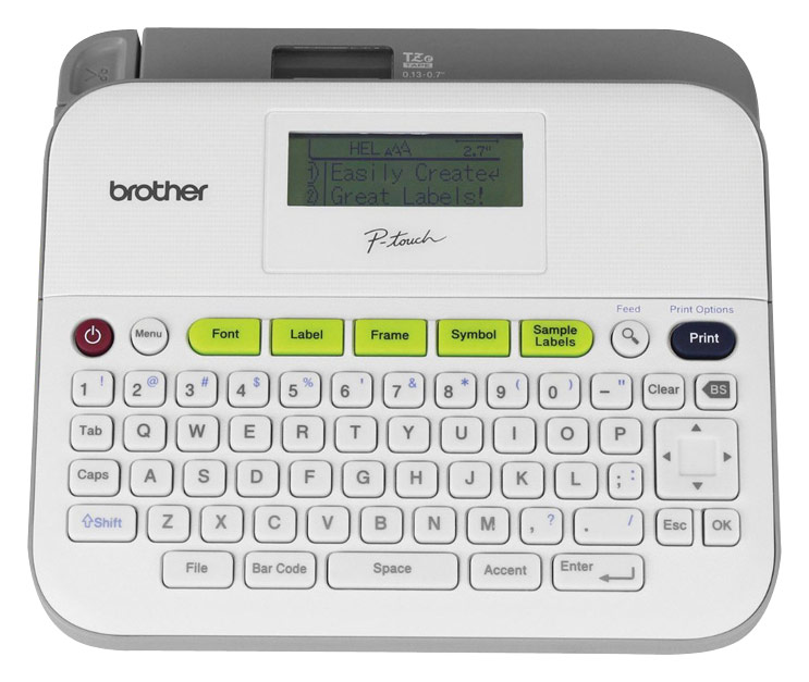 Brother - P-touch PT-D400VP Desktop Label Maker with Carry Case and Adapter - White/Light Gray