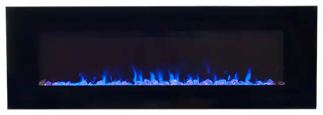 Front. Northwest - 54-Inch Electric Fireplace Wall Mounted - LED Fire and Ice Flame, Adjustable Heat, and Brightness with Remote (Black) - Black.