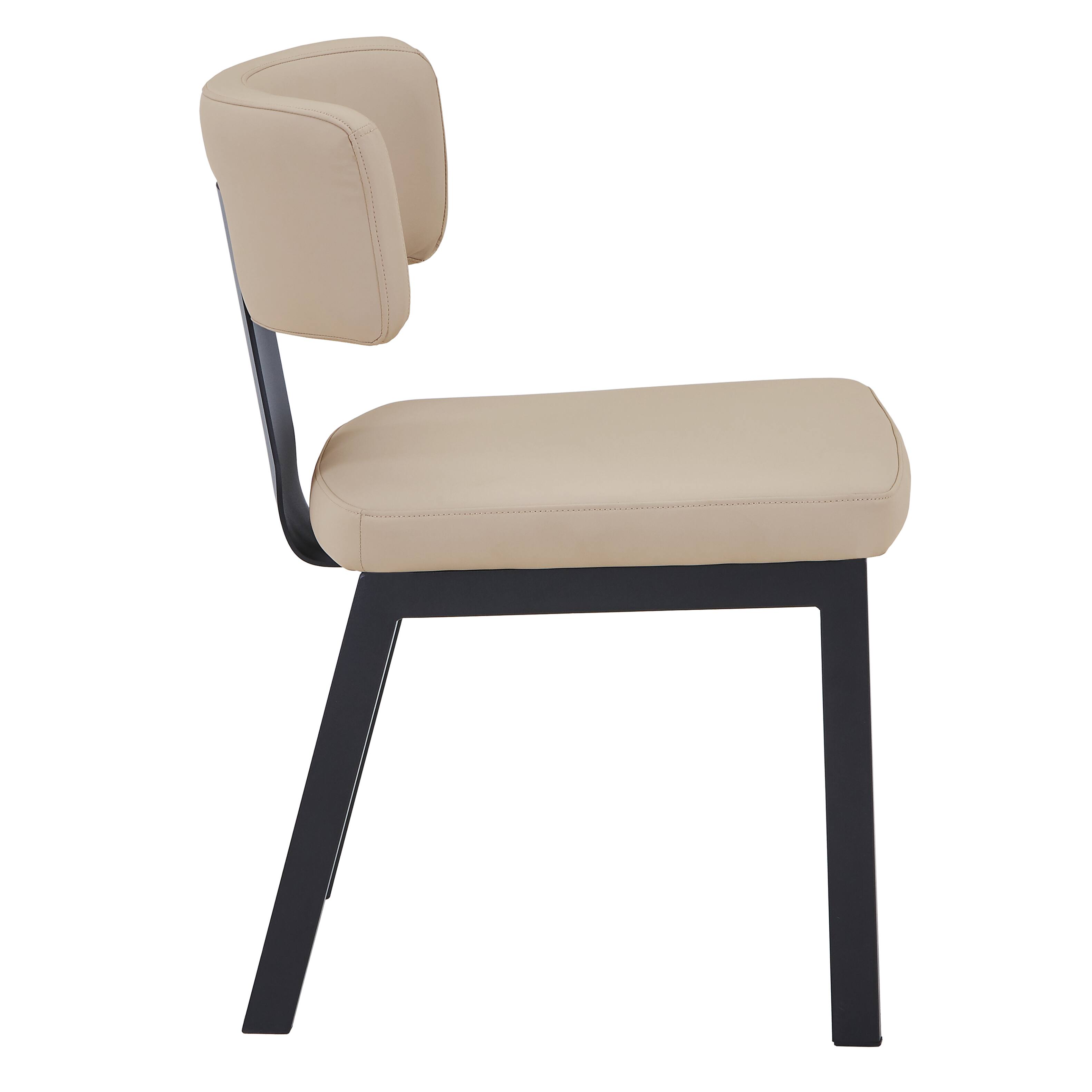 Alt View 4. LeisureMod - Teres Leather Dining Chair, Ergonomic Mid-Century Modern Kitchen Accent Chair, Steel Legs - Soft Taupe.
