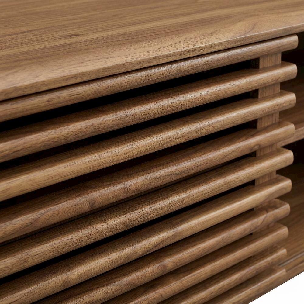 Alt View 1. FurniFact - Brown wood wall-mounted media console with sleek design and sturdy construction - Brown.