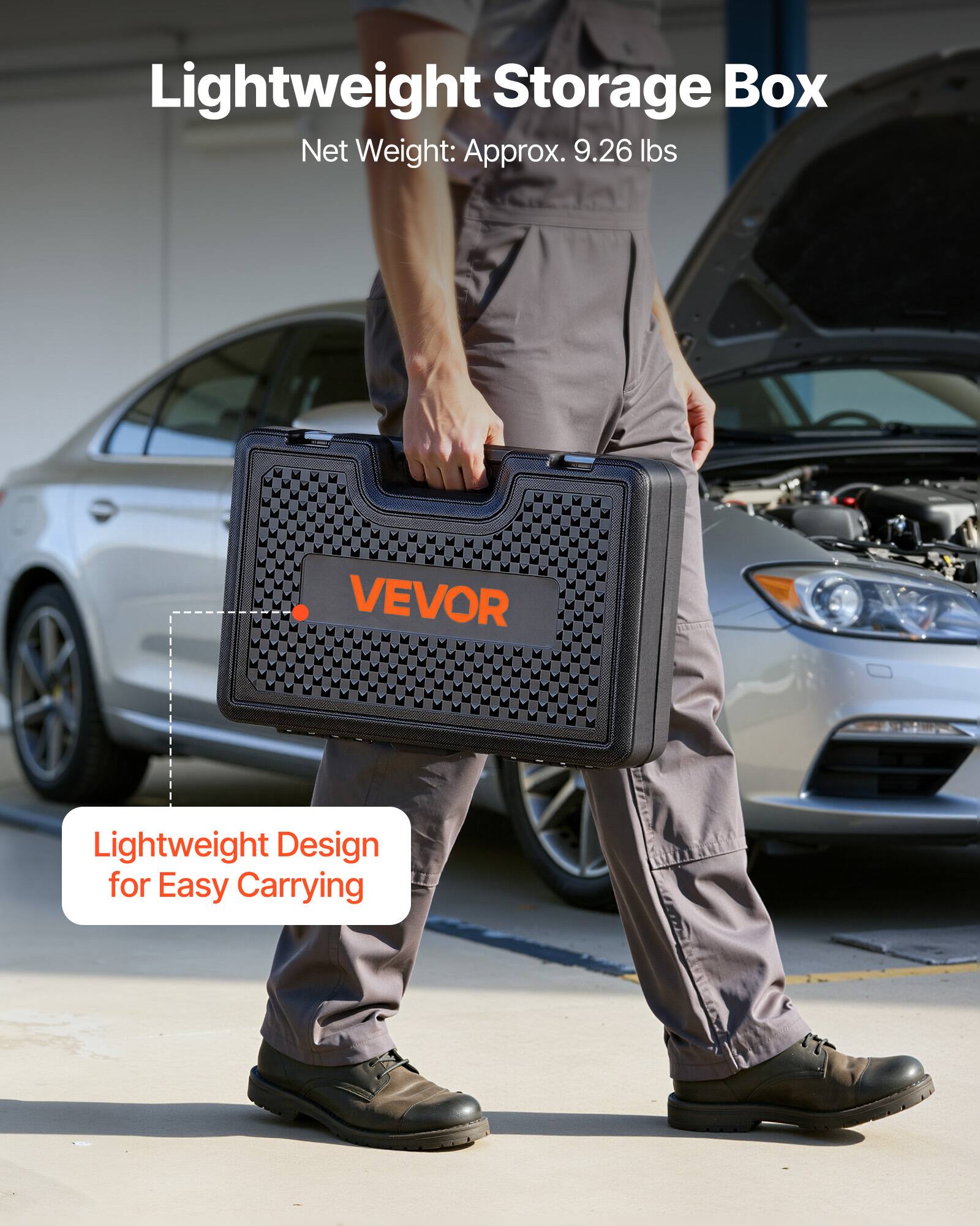 Lightweight Storage Box  
Net Weight: Approx. 9.26 lbs  

VEVOR Lightweight Design for Easy Carrying