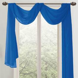 RT Designers Collection - Celine Sheer 55 x 216 in. Sheer Curtain Scarf Valance Blue - Navy