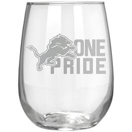 Great American Products - Detroit Lions Etched 17oz. Rally Cry Stemless Wine Glass - Multicolor