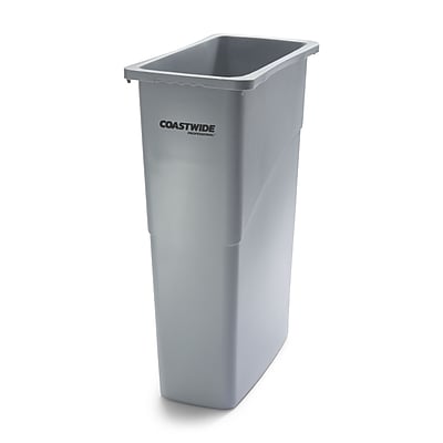 Front. Coastwide Professional - Coastwide Professional Slim Plastic Trash Can with no Lid, Gray, 23 Gal. (CW50717) - Gray.