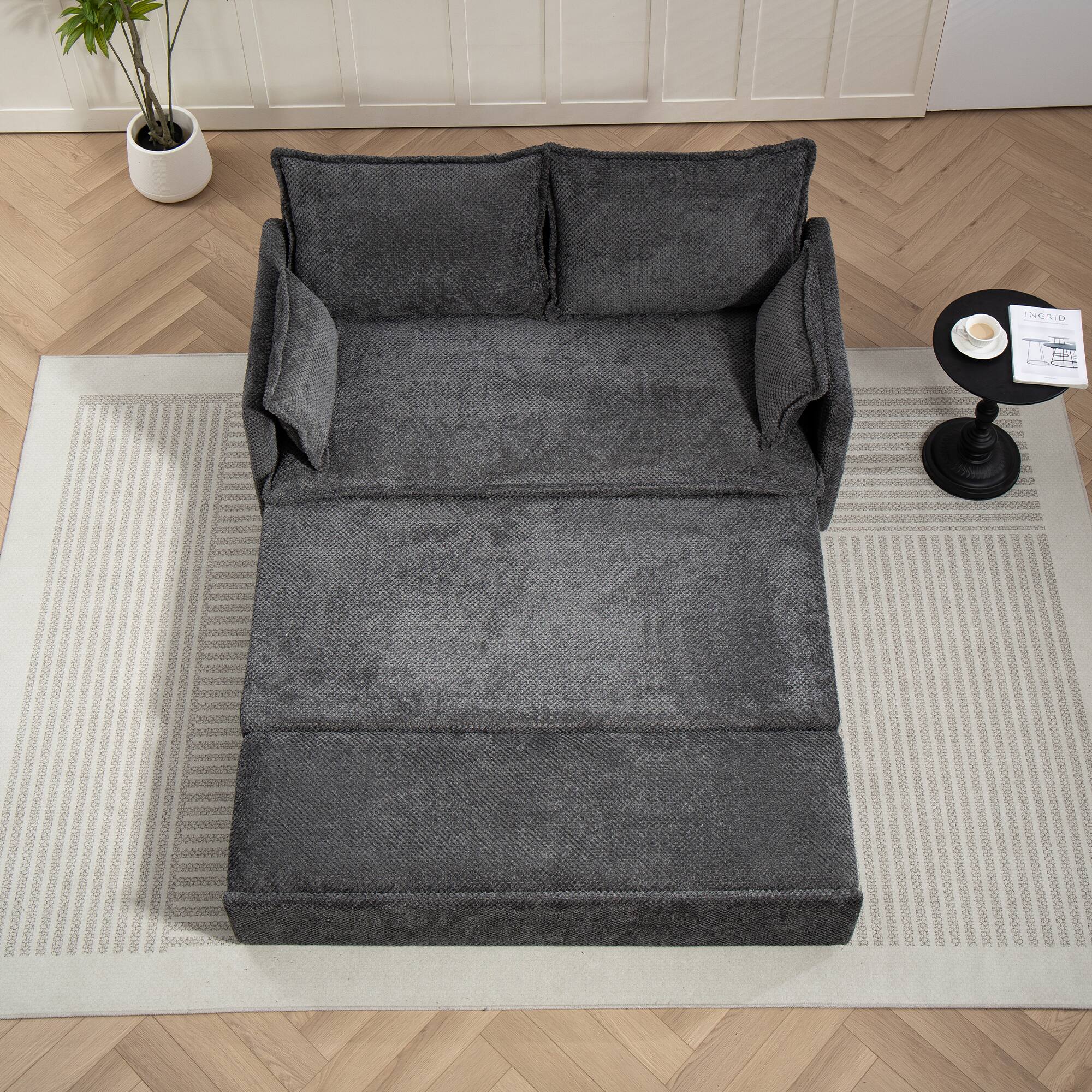 Alt View 2. APRILSOUL - Pull Out Sofa Bed Corduroy Convertible Sleeper Couch Side Storage USB C TYPE Ports Living Room Bedroom Apartment - Grey.