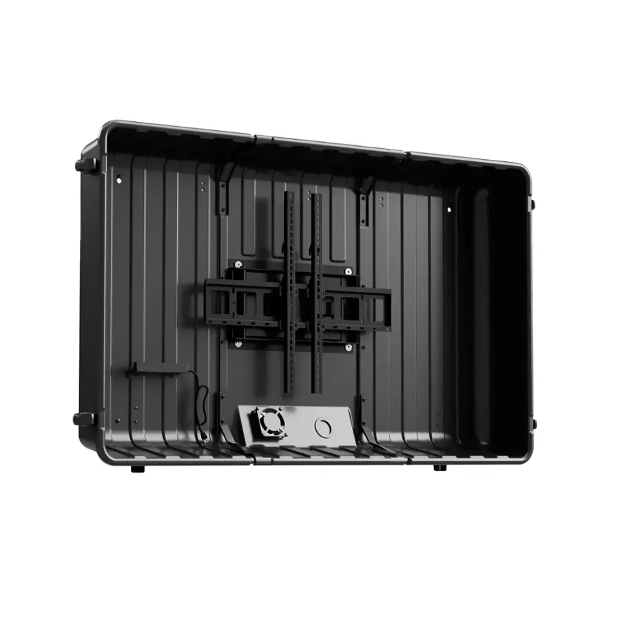 Alt View 14. Storm Shell - Deluxe Weatherproof 65”  Outdoor TV Enclosure with Full Motion TV Mount Included - Black.