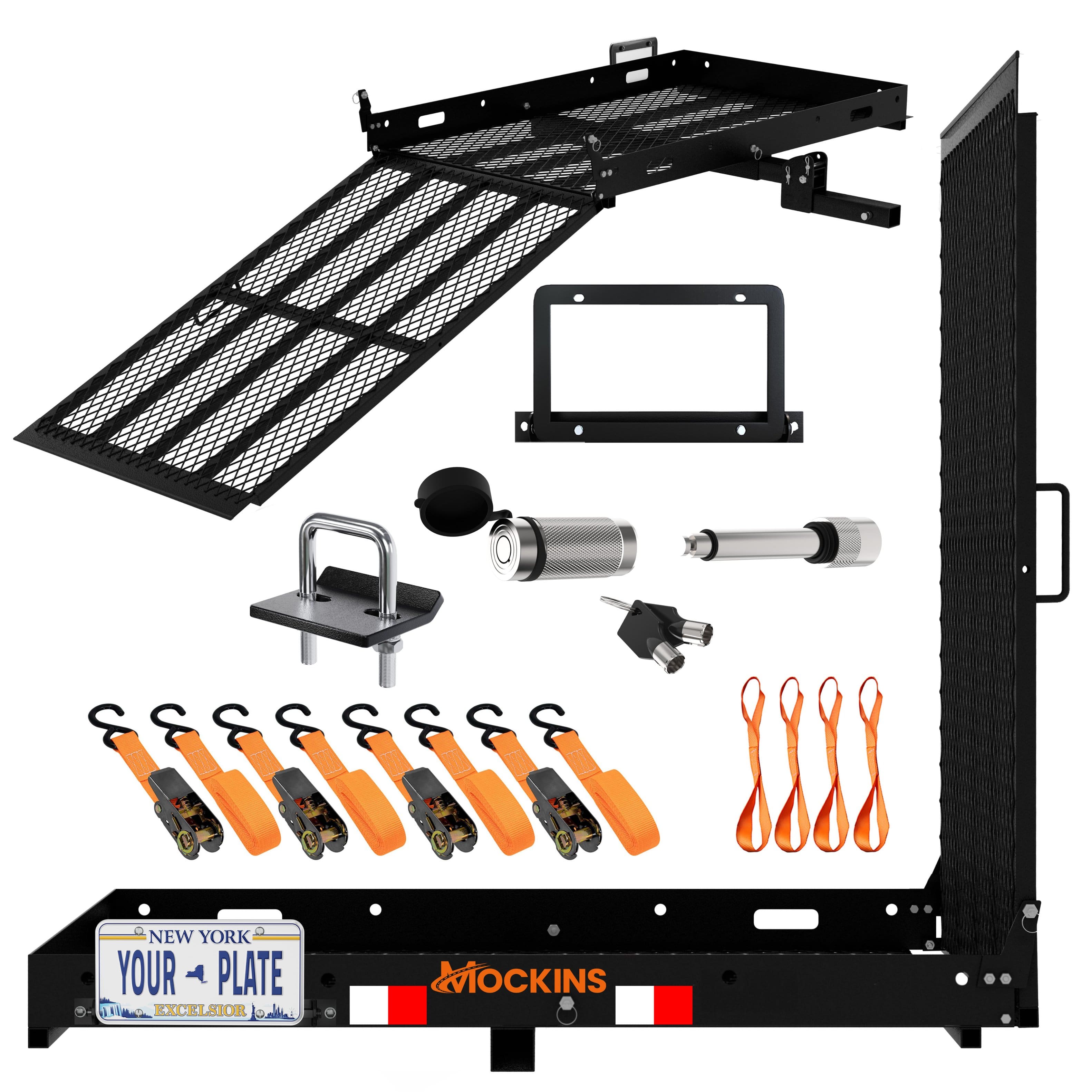 Mockins - 48 in. x 28.5 in. x 4 in. Mobility Scooter Carrier with Ramp, License Plate Holder and Hitch Carrier Accessories