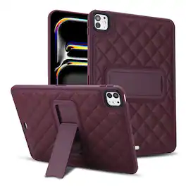 Dteck - Case for iPad Pro 13 Inch 2025 M5/ 2024 M4, Slim Elegant PU Leather Protective Cover with Kickstand - Winered