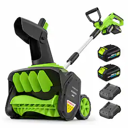 Steelite - 42V MAX(2x21V) 17 Inch Cordless Snow Shovel on Wheels with Brushless Motor, 2 x 4.0-Ah Battery & Dual Chargers Included