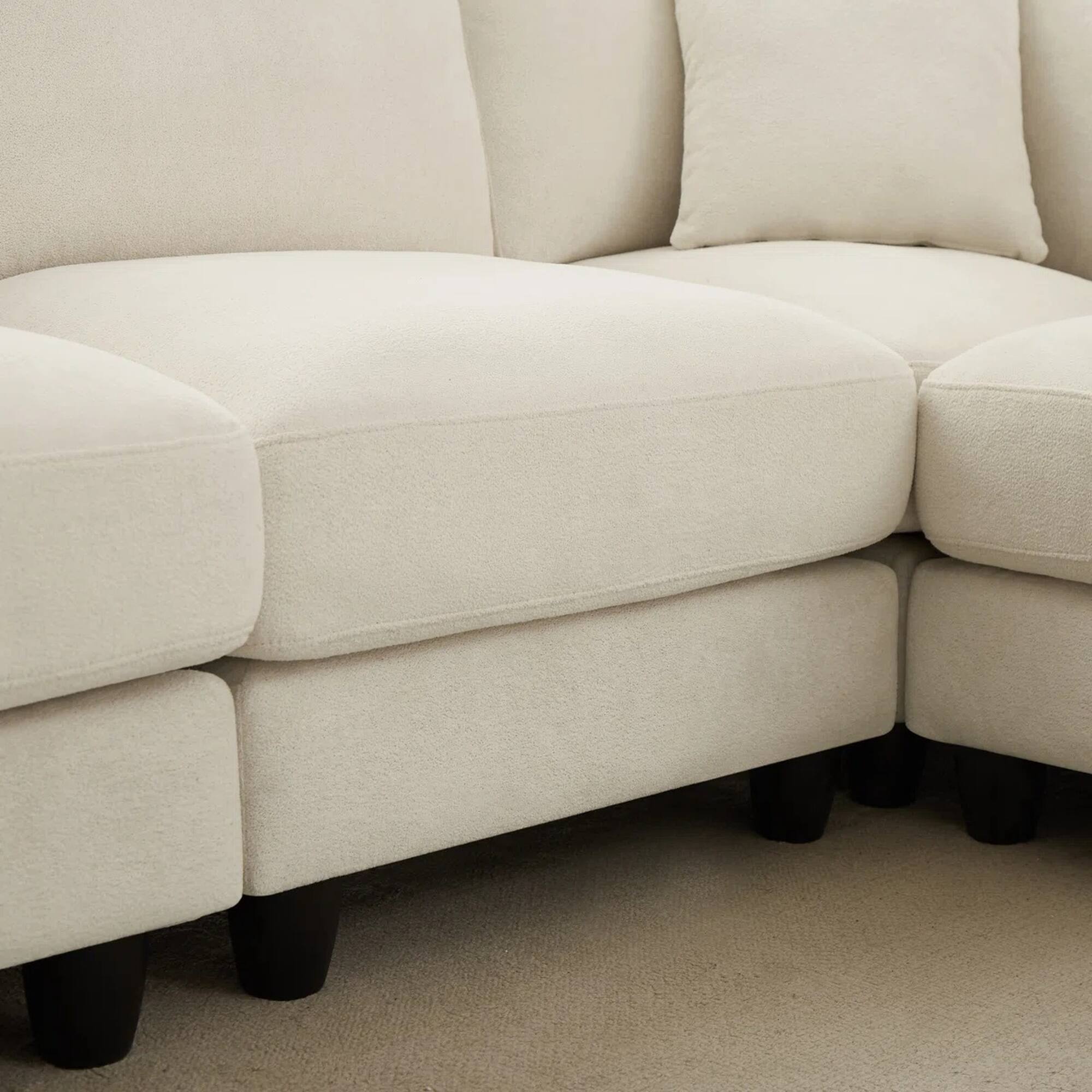 Back. Yardgrace - Modular Sectional Sofa, Convertible Sofa Couch Modular Sofa With Ottoman - Beige.