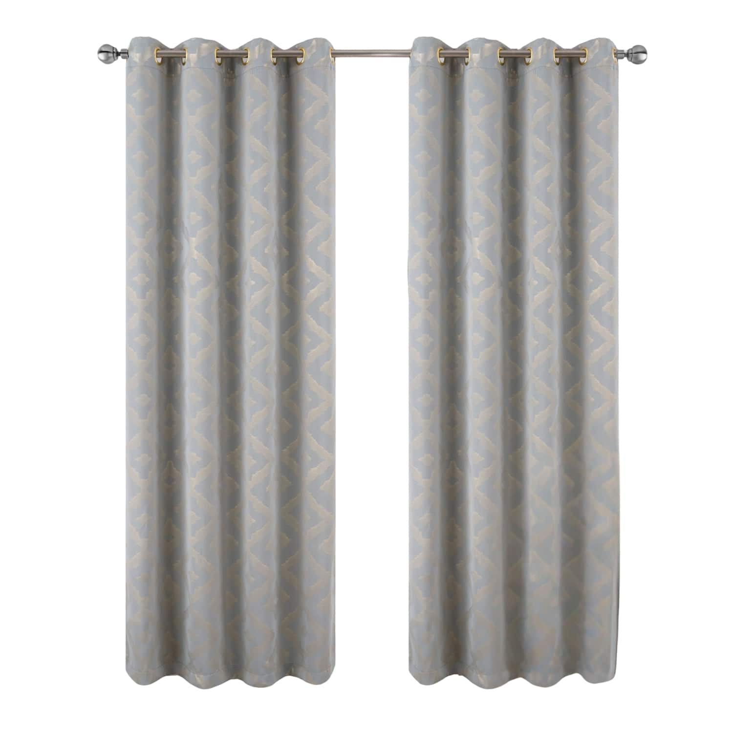 RT Designers Collection - Heathrow Halo Foil Blackout Polyester Window Curtain Grommet Panel 52" x 84" - Silver